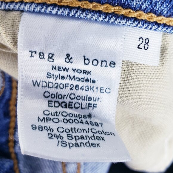 Rag & Bone Dre Low-Rise Slim Boyfriend Ankle Jeans in Edgecliff size 28 Stretch - Picture 7 of 14